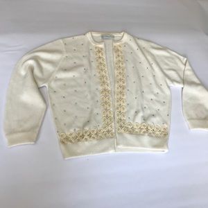 Girls Sidney Gould Cream Color with Lace Sweater weater